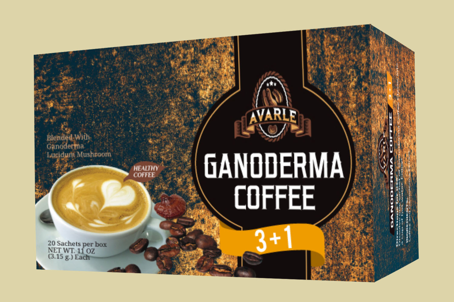 3+1 Avarle Healthy Coffee with Ganoderma - Creamer and Sugar (20 pk/box) 3+1 Avarle Healthy Coffee with Ganoderma - Creamer and Sugar (20 pk/box)